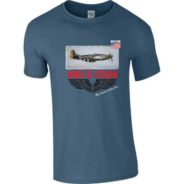 P-51 Mustang Wings of Freedom T-Shirt- LAST SMALL STOCK