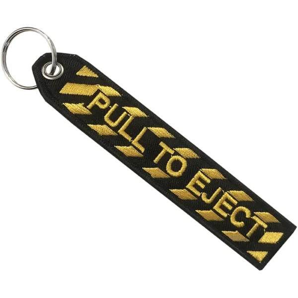 Pull To Eject Embroidered Keyring