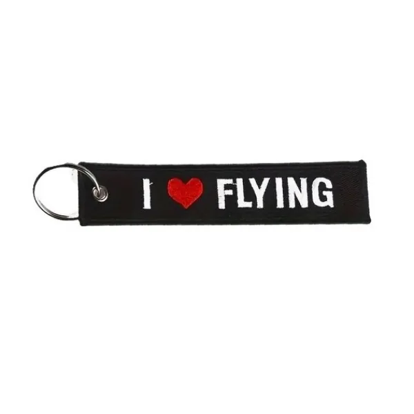 I Love Flying Embroidered Keyring