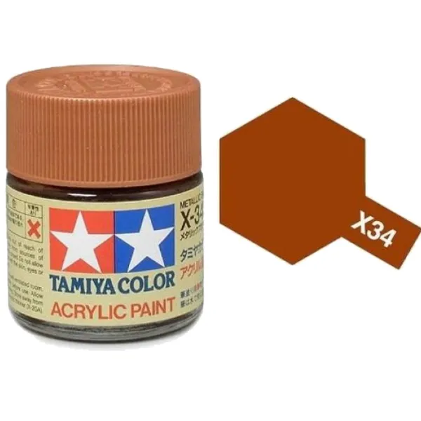 Tamiya X-34 Metal Brown Gloss Acrylic Paint 10ml