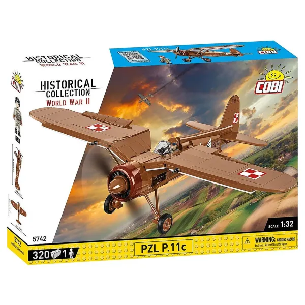 PZL P.11c Polish Fighter Aircraft Brick Model Kit - Scale 1/32