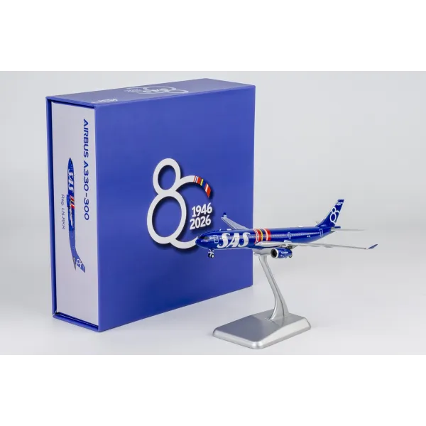 SAS Airbus A330-300 "80 Years Livery' Diecast with Stand -LN-RKR- 1/400