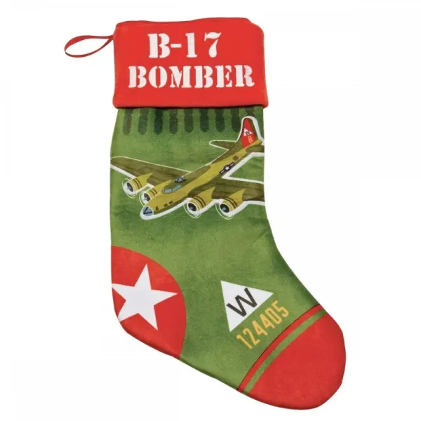 B-17 Bomber Plush Velvet Christmas Sock