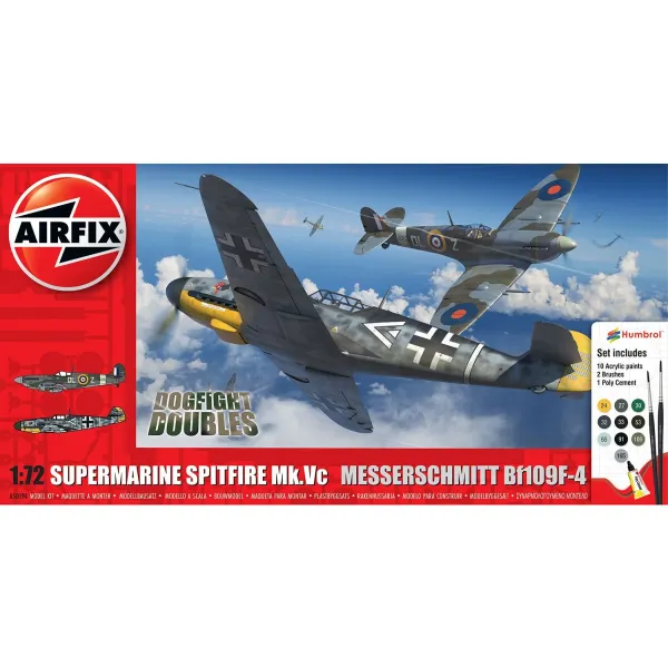 Airfix Spitfire Mk.Vc vs Bf109F-4 Dogfight Double - Gift Set 1:72 Plastic Kit with paints