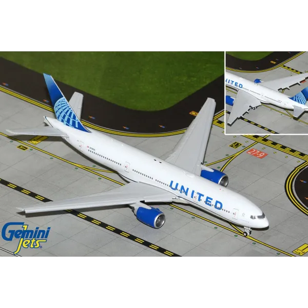 Gemini Jets United Airlines Boeing 777-200ER Flaps Down Diecast - N798UA - 1/400