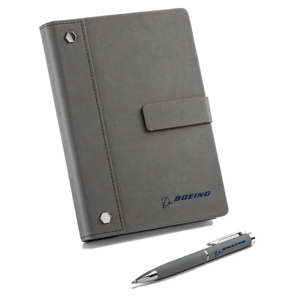 Boeing Signature Logo Notebook & Pen Set - Cool Grey