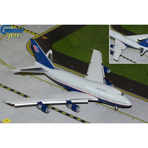 Gemini Jets United Airlines Boeing 747-400SP Flaps Down "Battleship Livery' Diecast - N145UA - 1/200