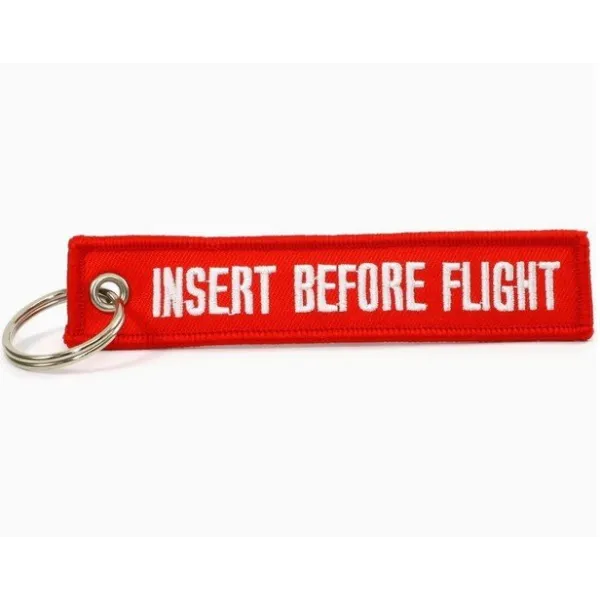 Insert Before Flight Embroidered Keyring