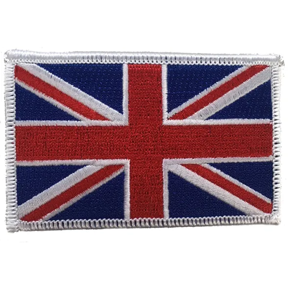 Union Jack Flag Iron on Patch -White Edge