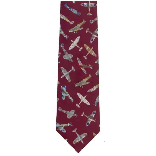 Spitfires On Burgundy Tie