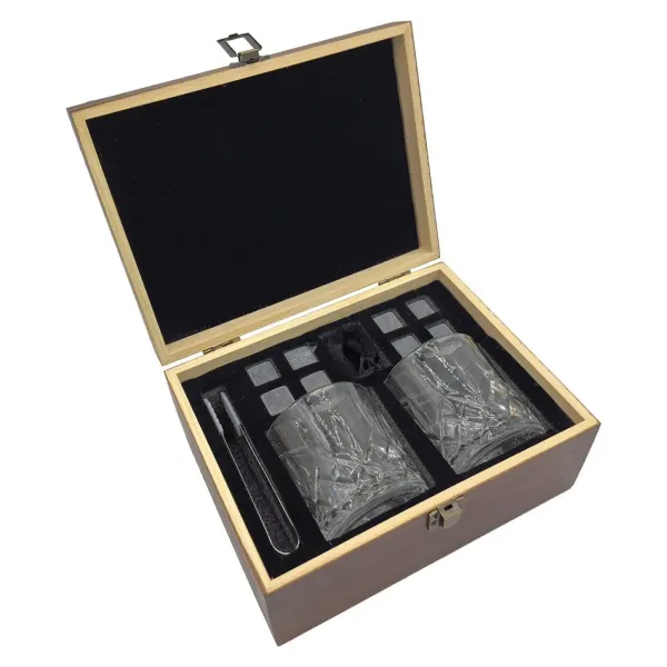 Pilot Wings Whiskey Glasses Wooden Box Gift Set