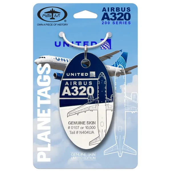 United Airlines A320 - N404UA - PlaneTag - White/Dark Blue
