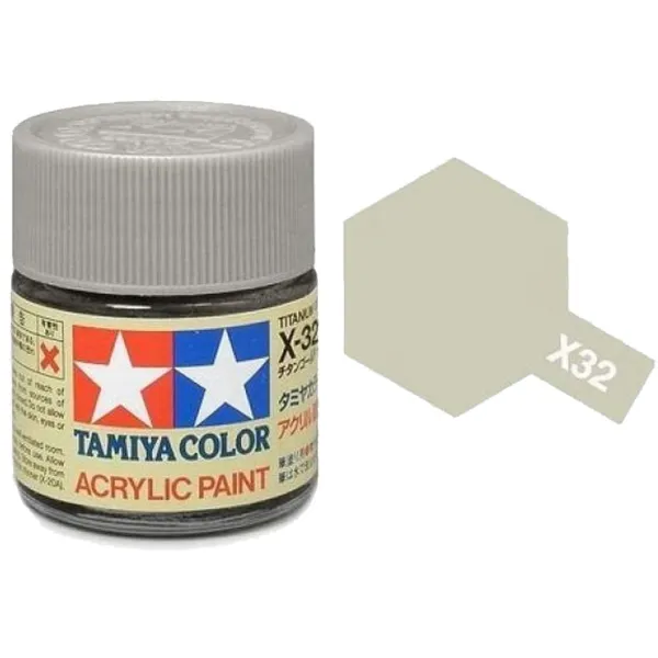 Tamiya X-32 Titan Silver Gloss Acrylic Paint 10ml