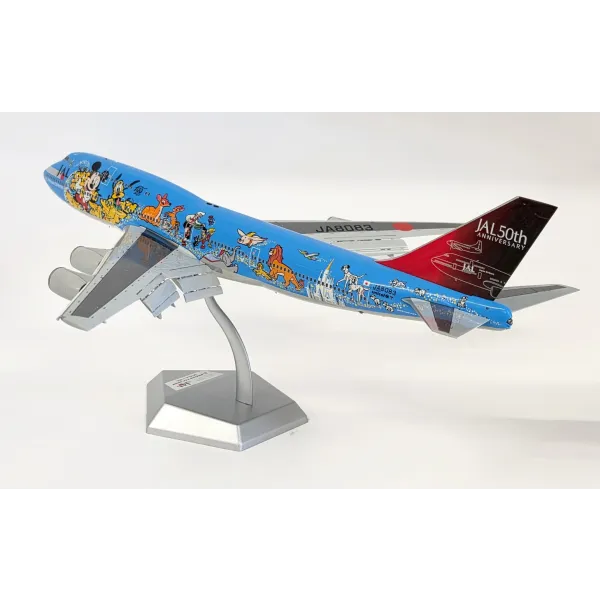Japan Airlines Boeing 747-400 JA8083 Flaps Down "50th Anniversary Blue Disney" Livery - Diecast Model - 1/200 Scale