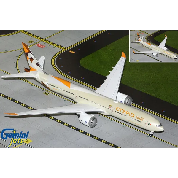 Gemini Jets Etihad Airways B777-9 (Optional Folded Wingtips) Diecast - A6-FAA - 1/200