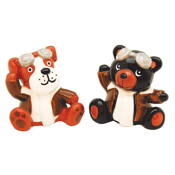 Dog and Bear Aviator Salt & Pepper Pots