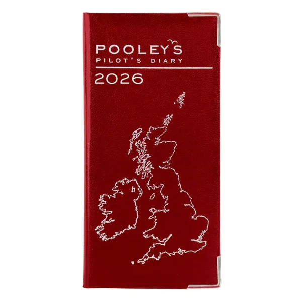 Pooleys Pilots Diary 2026 in Red
