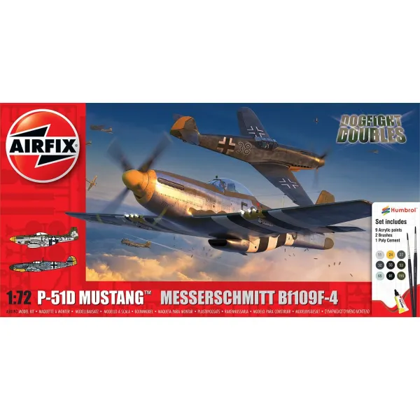 Airfix P-51D Mustang vs Bf109F-4 Dogfight Double - Gift Set 1:72 Plastic Kit with paints
