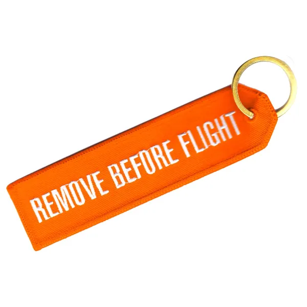 Remove Before Flight Orange Embroidered Keyring
