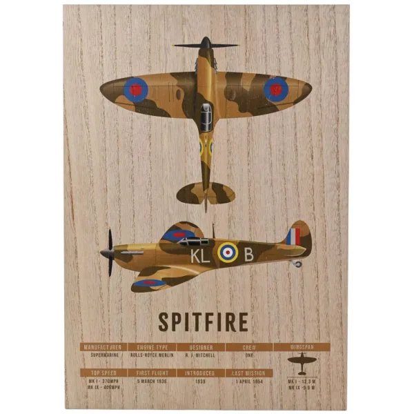 Spitfire Wood Effect Wall Plaque