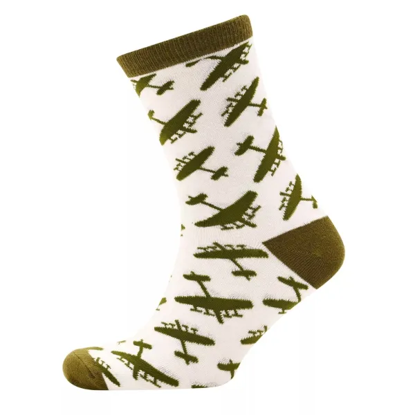 RAF Lancaster Socks - Khaki on White