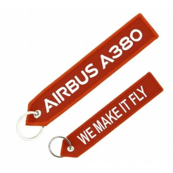 Airbus A380 Red We Make it Fly Embroidered Keyring