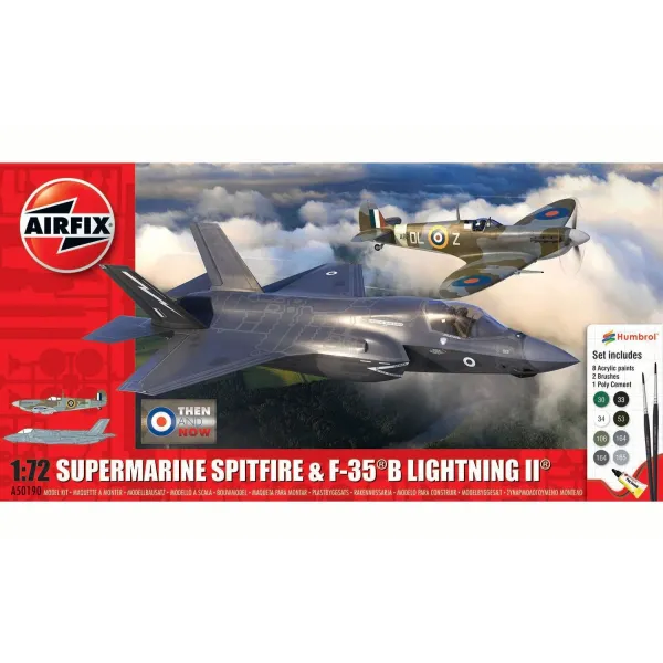 Airfix Spitfire & F-35B Lightning II 'Then and Now' - Gift Set 1:72 Plastic Kit with paints