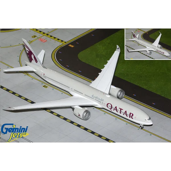 Gemini Jets Qatar Airways Boeing B777-9 (optional Folded wingtips) Diecast - A7-BKA- 1/200
