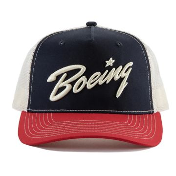Boeing Script Trucker Premium Baseball Cap