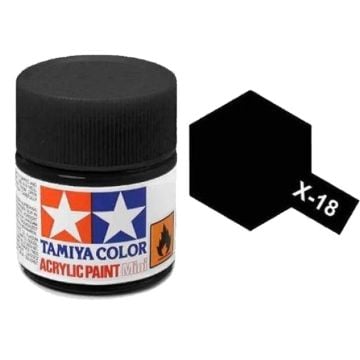 Tamiya X-18 Black Semi Gloss Acrylic Paint 10ml