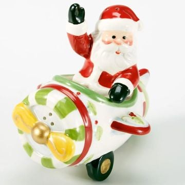 Flying Santa Ceramic Salt and Pepper Set