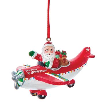 Santa Christmas Express Tree Ornament in Red