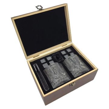 Pilot Wings Whiskey Glasses Wooden Box Gift Set