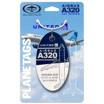 United Airlines A320 - N404UA - PlaneTag - White/Dark Blue