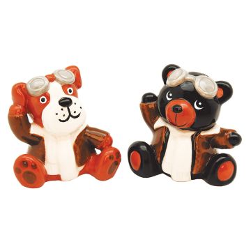 Dog and Bear Aviator Salt & Pepper Pots