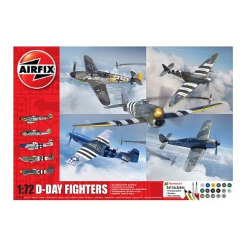 Airfix D-Day Fighters Gift Set 1:72 Plastic Kit with Paints