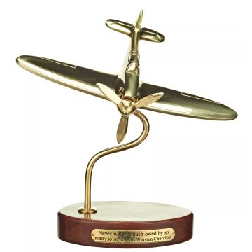 Spitfire Brass Desk Model with Winston Churchill Tribute