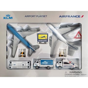 KLM 747 / Air France A380 Dual Aircraft 14 Piece Airport Playset