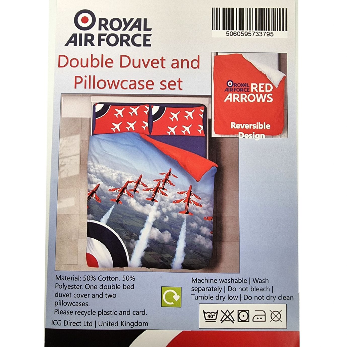 Red Arrows Reversible Double Duvet & Pillowcase Set
