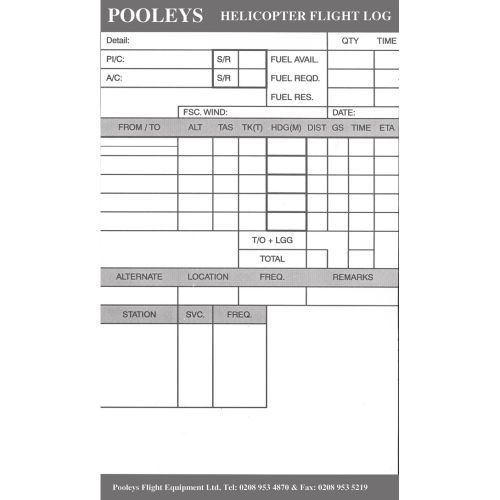 Pooleys A5 Helicopter Pilot Kneeboard Log Pad