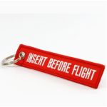 Insert Before Flight Embroidered Keyring