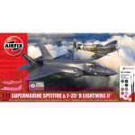 Airfix Spitfire & F-35B Lightning II 'Then and Now' - Gift Set 1:72 Plastic Kit with paints