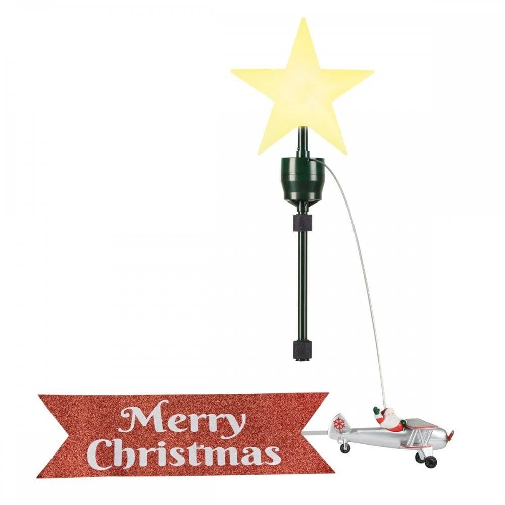 Santa's BiPlane Animated Christmas Tree Topper