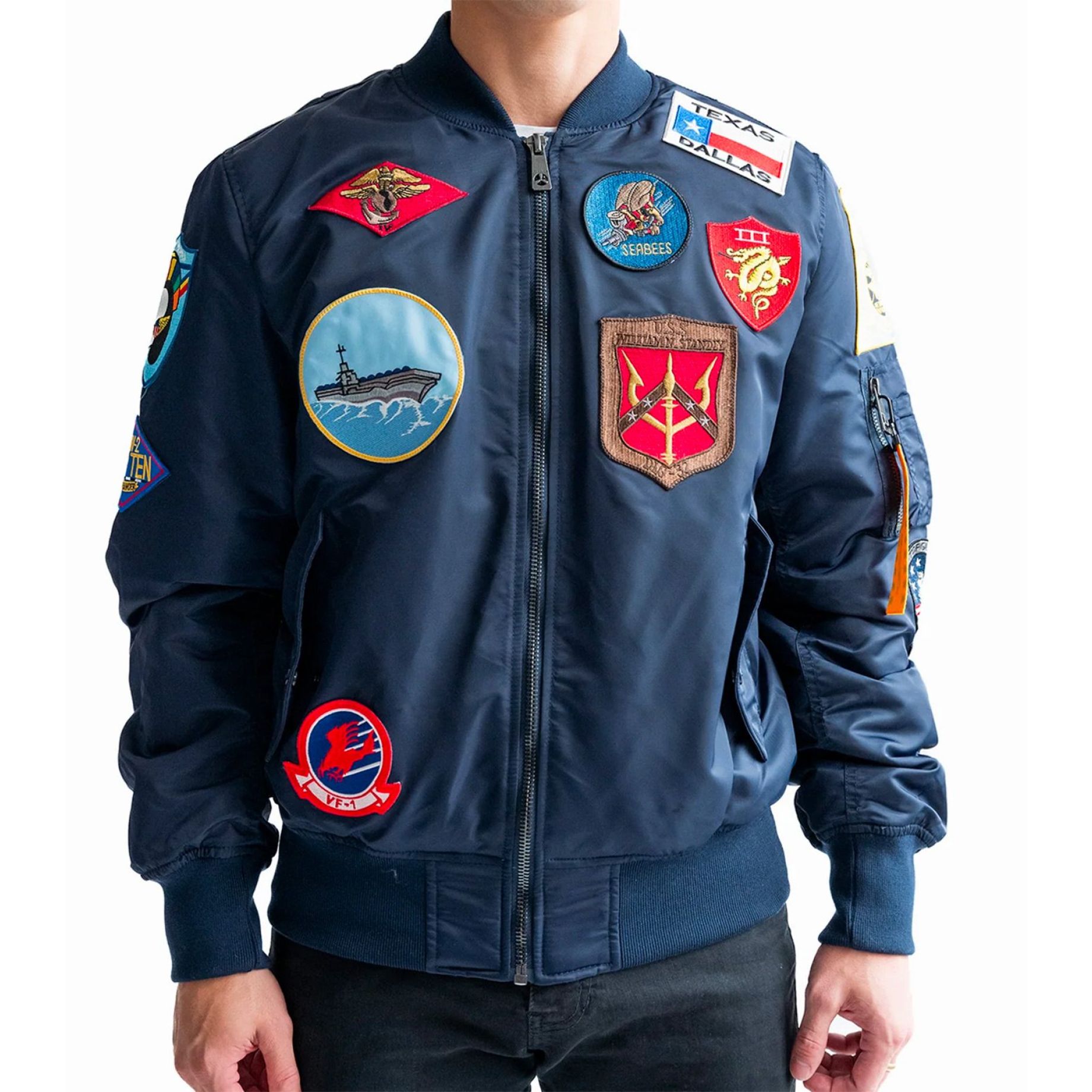 top gun kids blue leather jacket