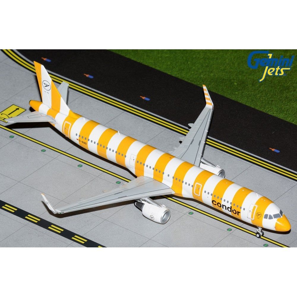 Herpa vliegtuig model Condor Airbus A321 Sunshine – D-AIAD, schaal 1:500 - voor verzamelaars, miniatuur deco, metaal vliegtuig zonder onderstel