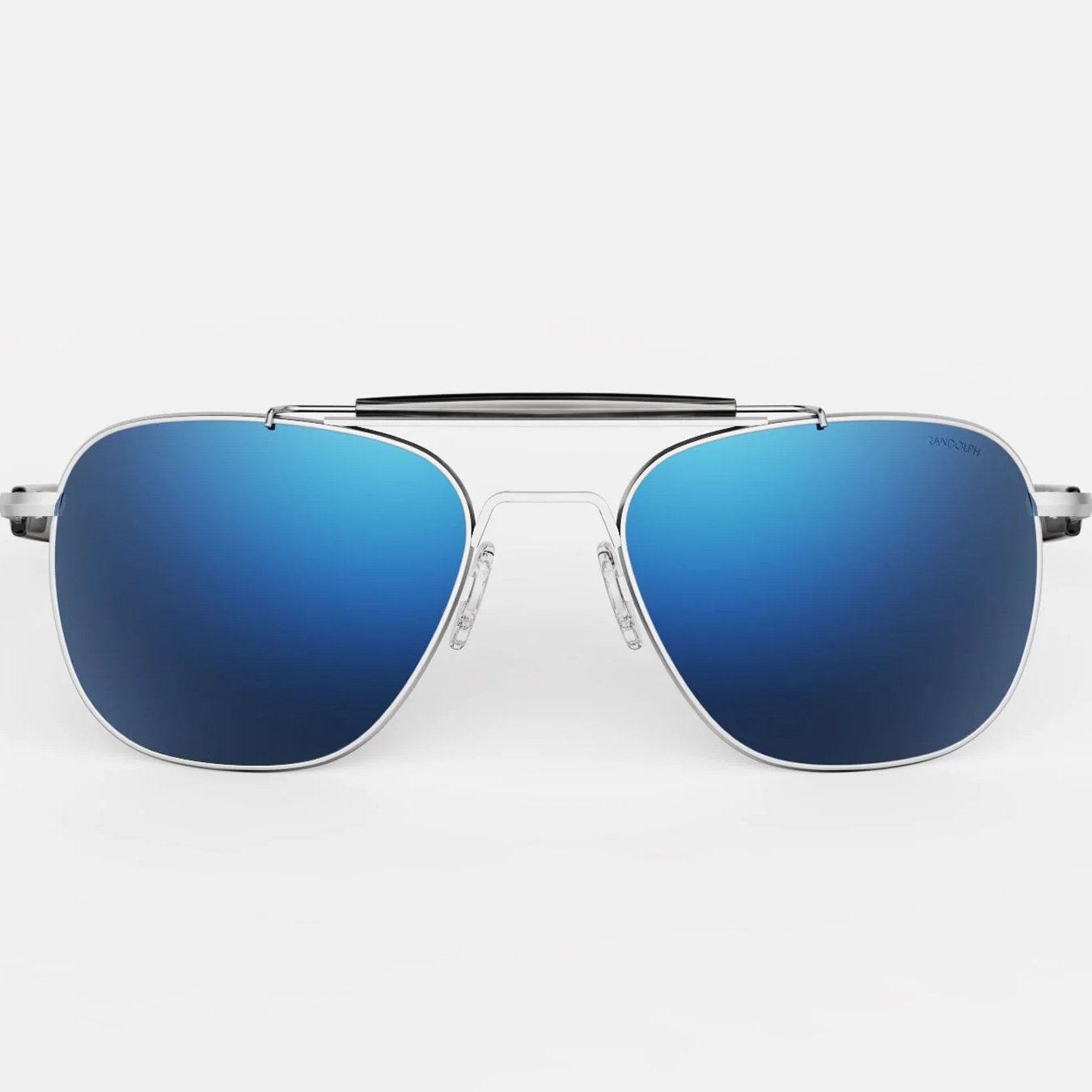 Randolph Aviator II Sunglasses Matte Chrome Frame with Atlantic Blue Lens