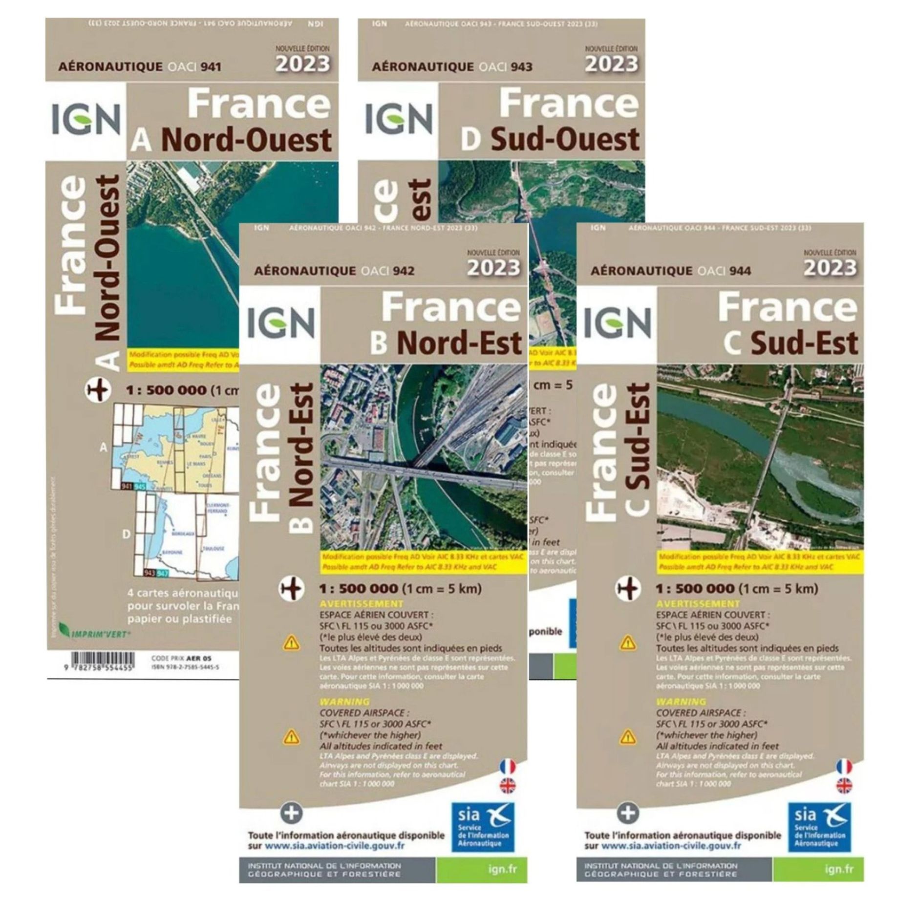 France IGN VFR 2023 aeronautical charts for all of France